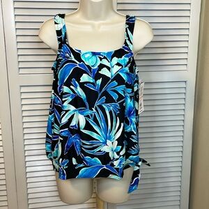 NWT Maxine of Hollywood Blouson Tankini Top - Sz 10